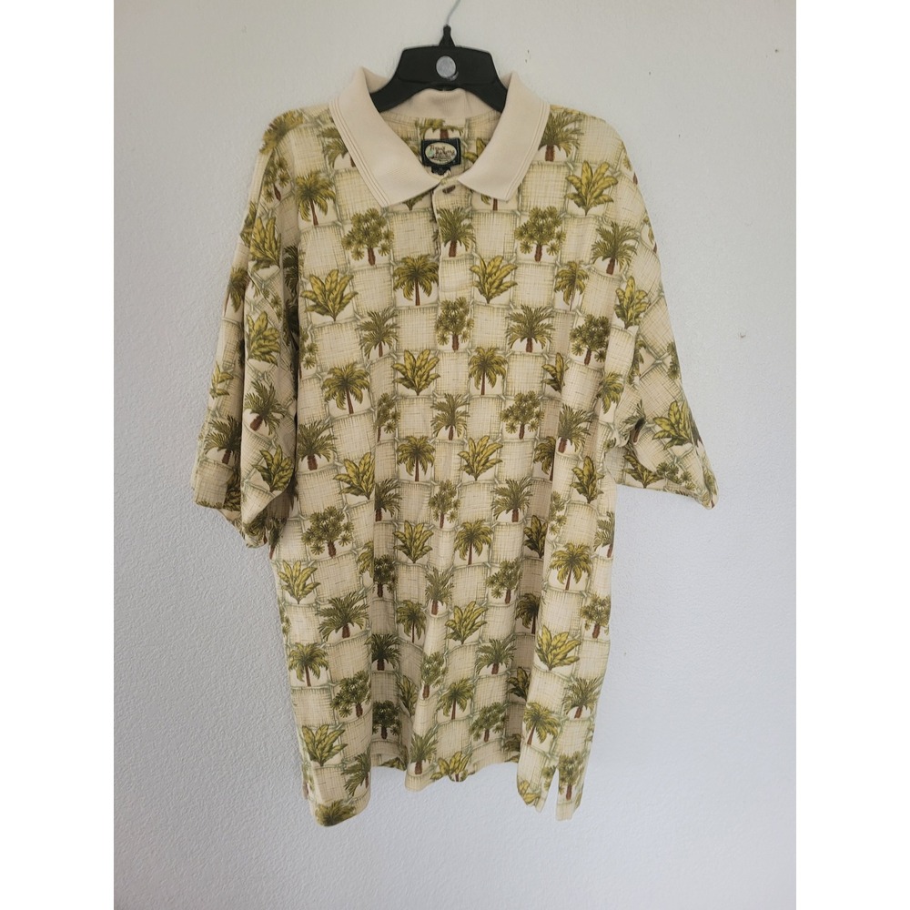 Tommy Bahama XL Palm Tree Print Cotton Polo Shirt Mens Casual Beach Vacation #19